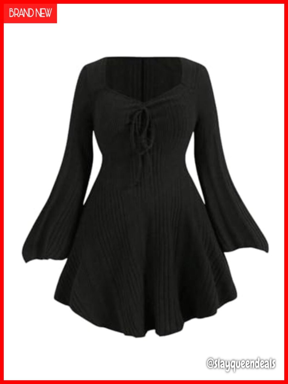 Plus Size Sweater Dress Bell Long Sleeve Lightweight Mini Corset Dress